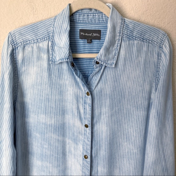 COPY - Michael Stars Boho Chambray Striped Shirt Dress - Picture 2 of 8